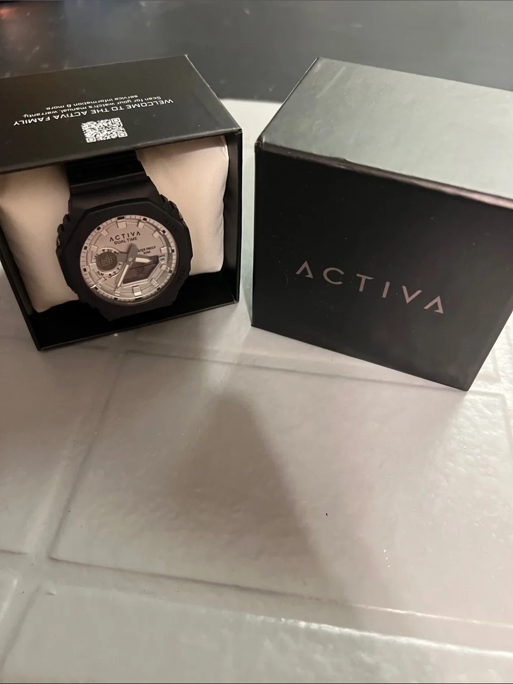 ACTIVA Black and Silver Men's Dual-Display Sport Watch Waterproof